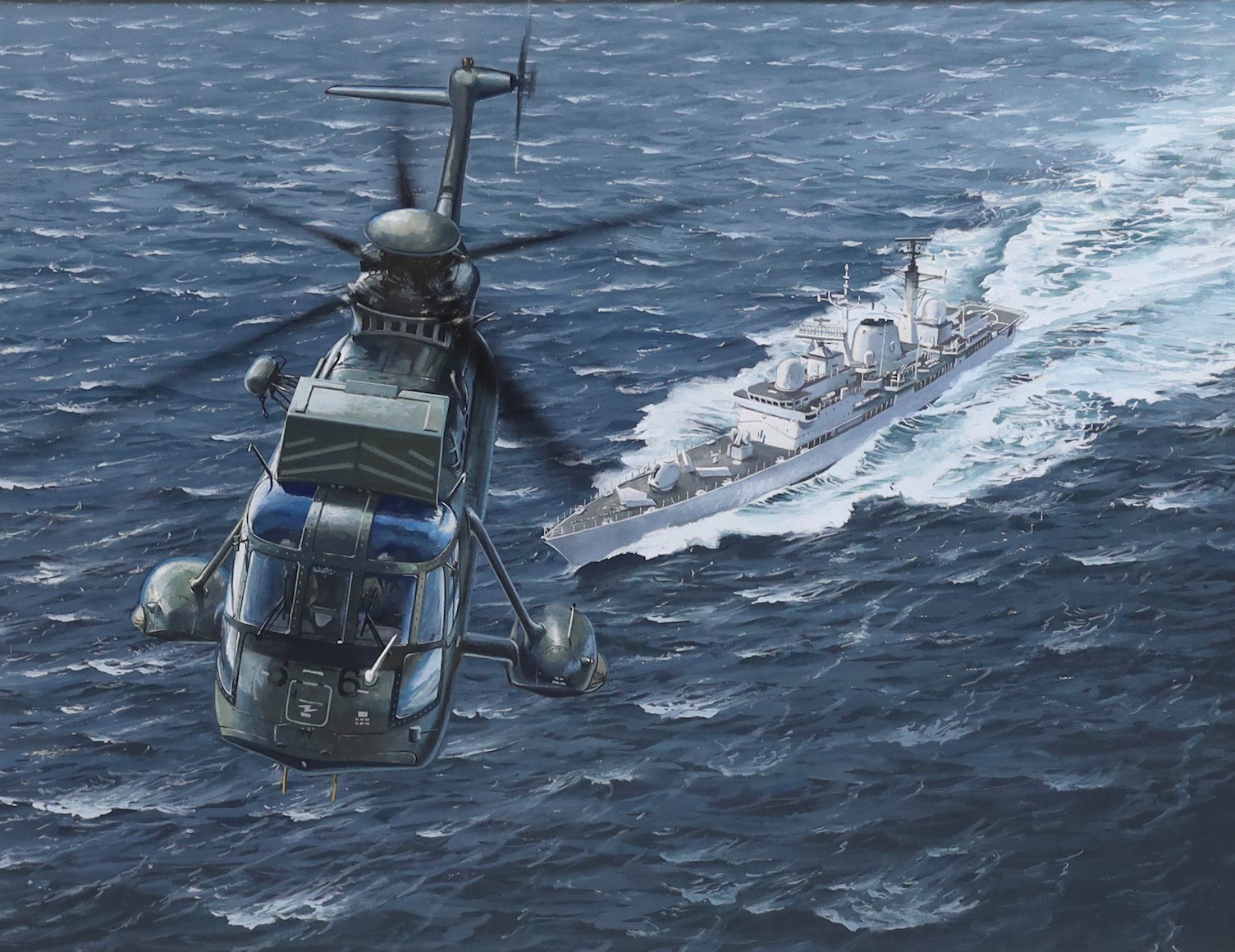 Geoff Hunt PPRSMA (1948-2008), 'Combined Operations', gouache on board, 44 x 57cm